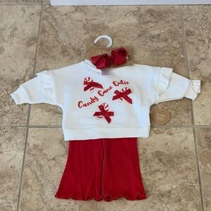 Lila & Jack Girls 3-6 M Matching Set Candy Cane Cutie sweater pants bow NEW